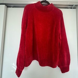 Women’s LOFT Red Chenille Mock Neck Sweater L
